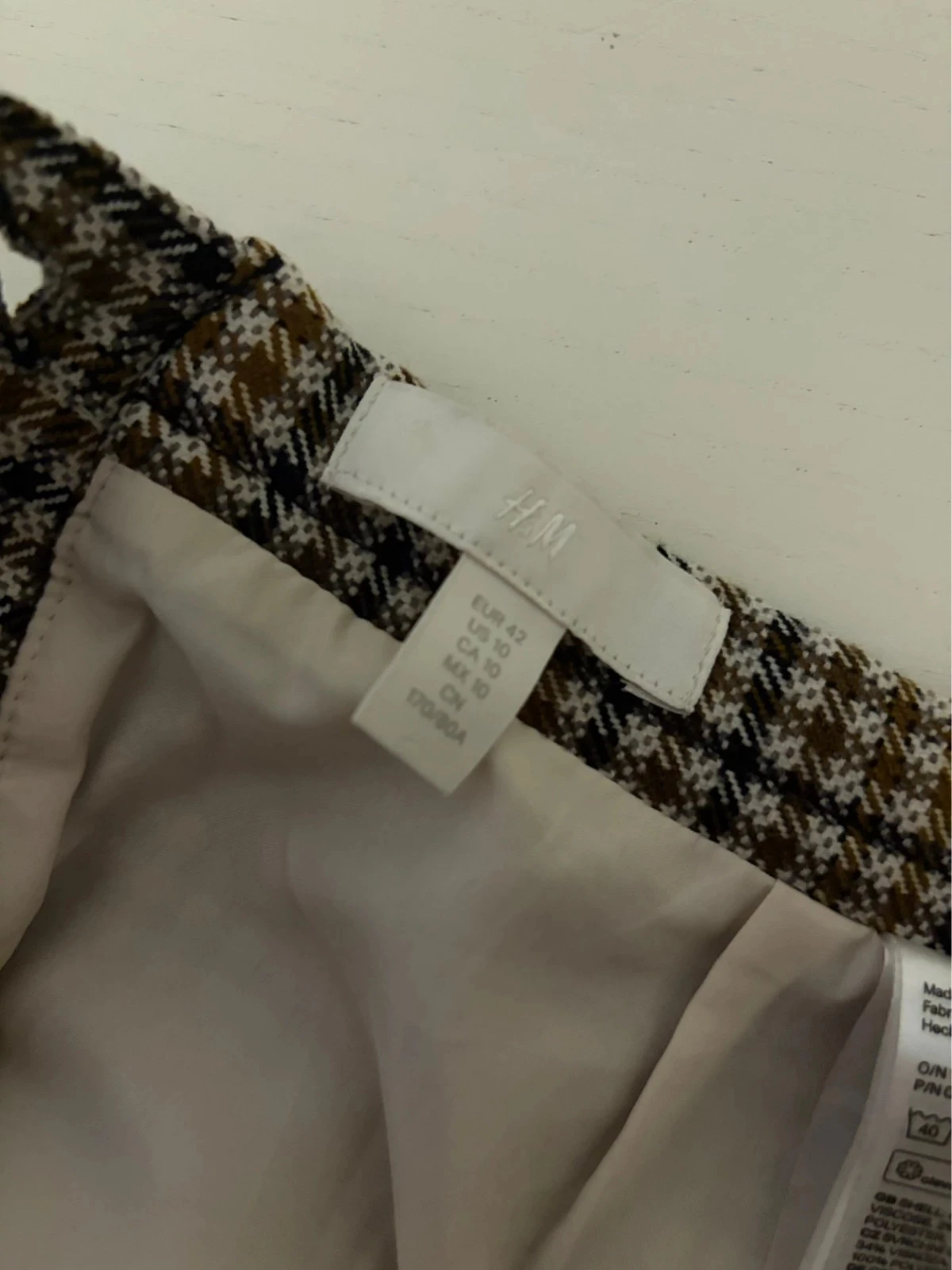 🌸 Jupe droite a cuadros H&M – Talla 40 – Estilo Prince-de-Galles marron, negro y crudo – photo 7